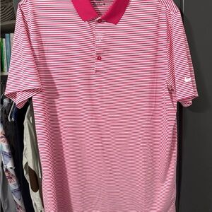 Nike White and Pink Polo Shirt Casual Style